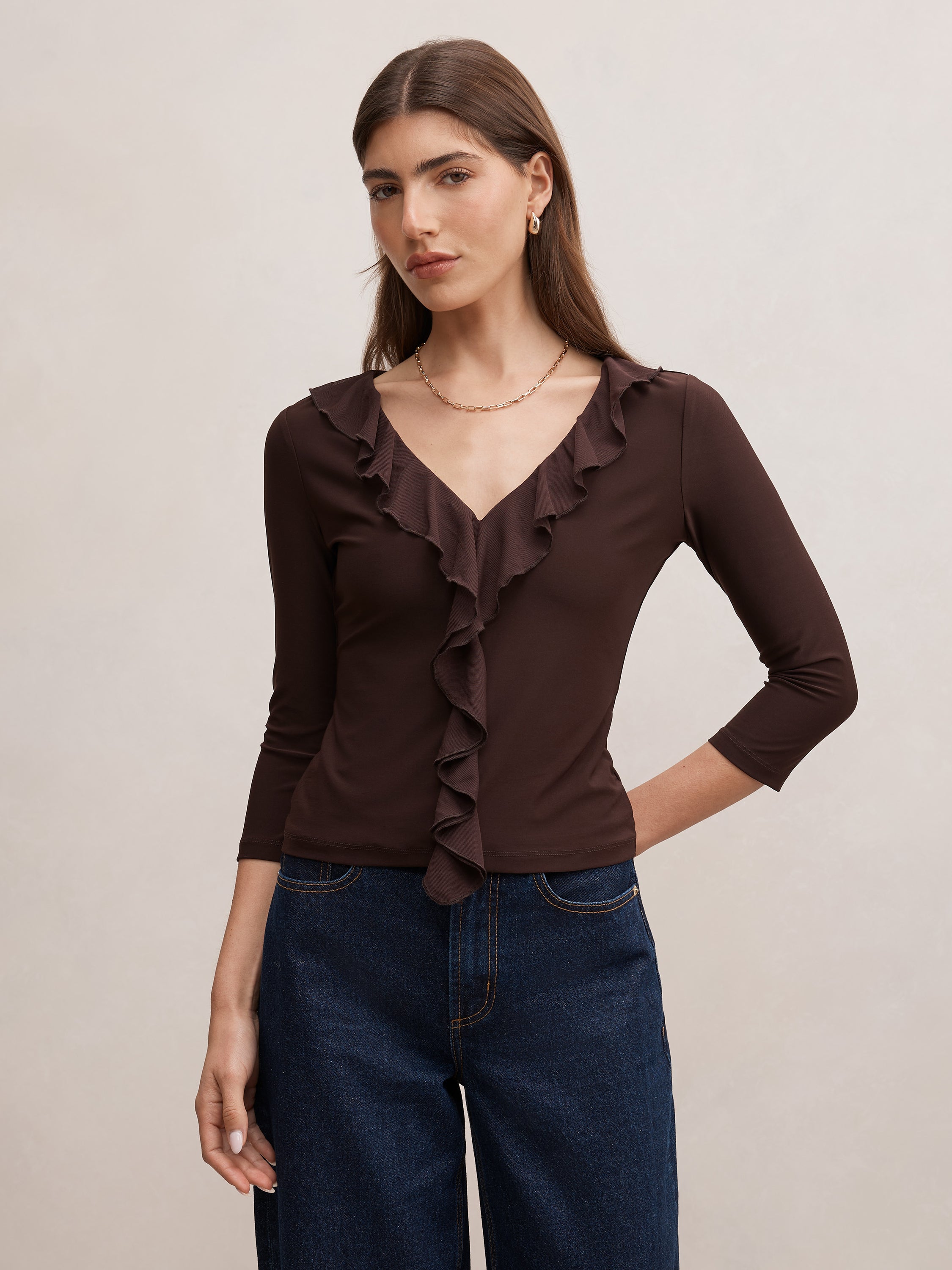 Orla Ruffle 3/4 Sleeve Top