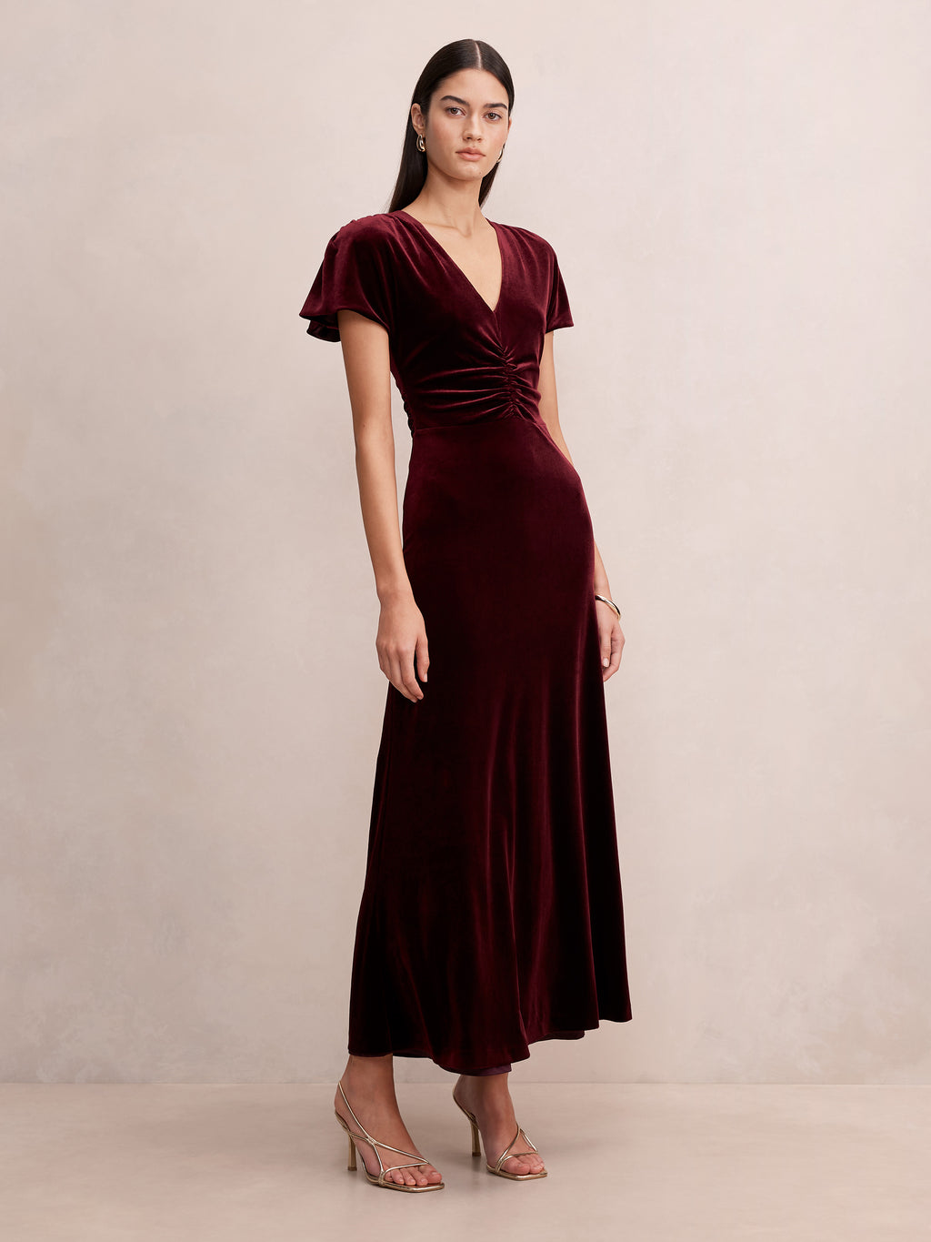 Elma Velvet Ruched Maxi