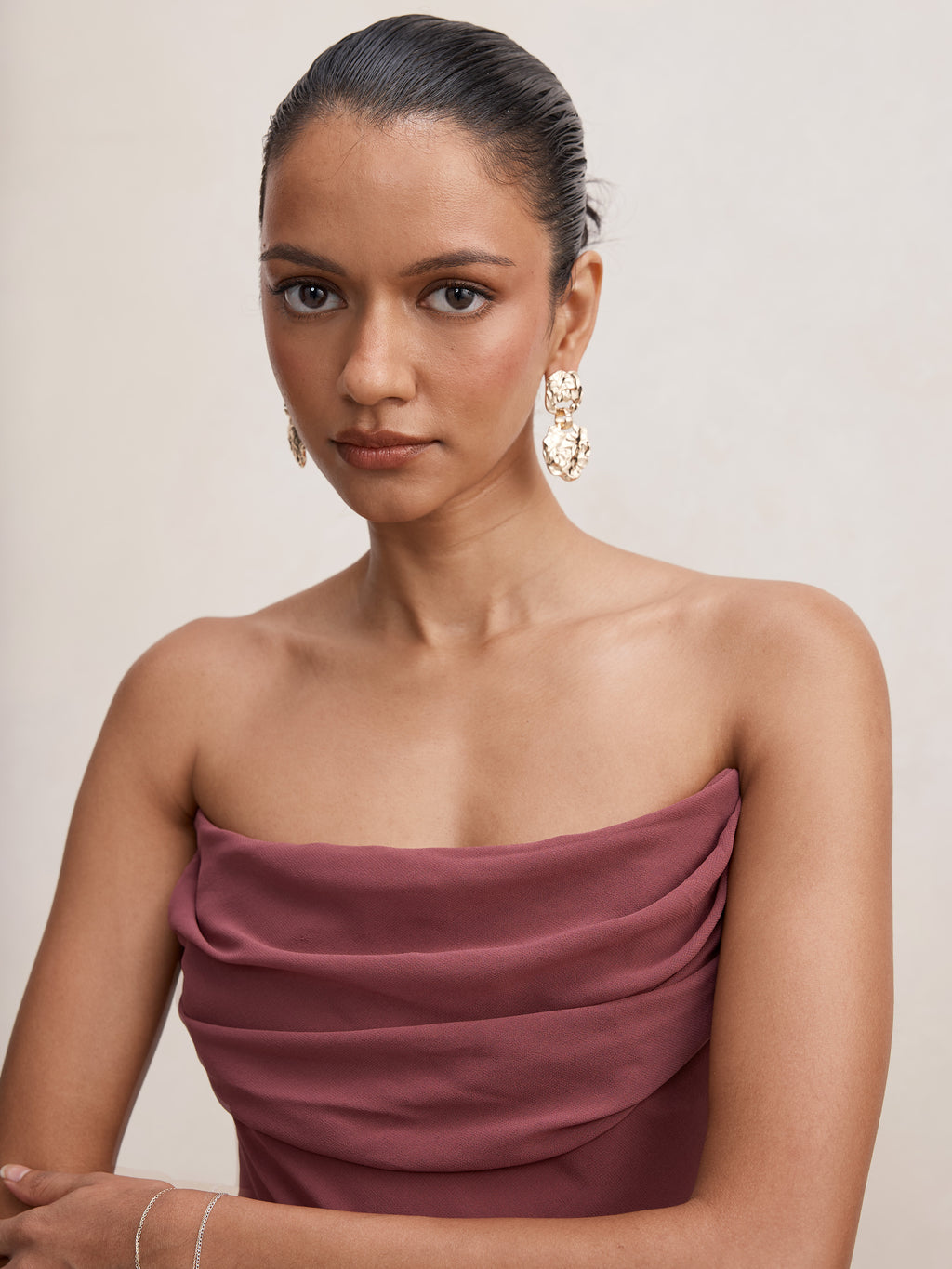 Gwynne Petite Draped Strapless Maxi