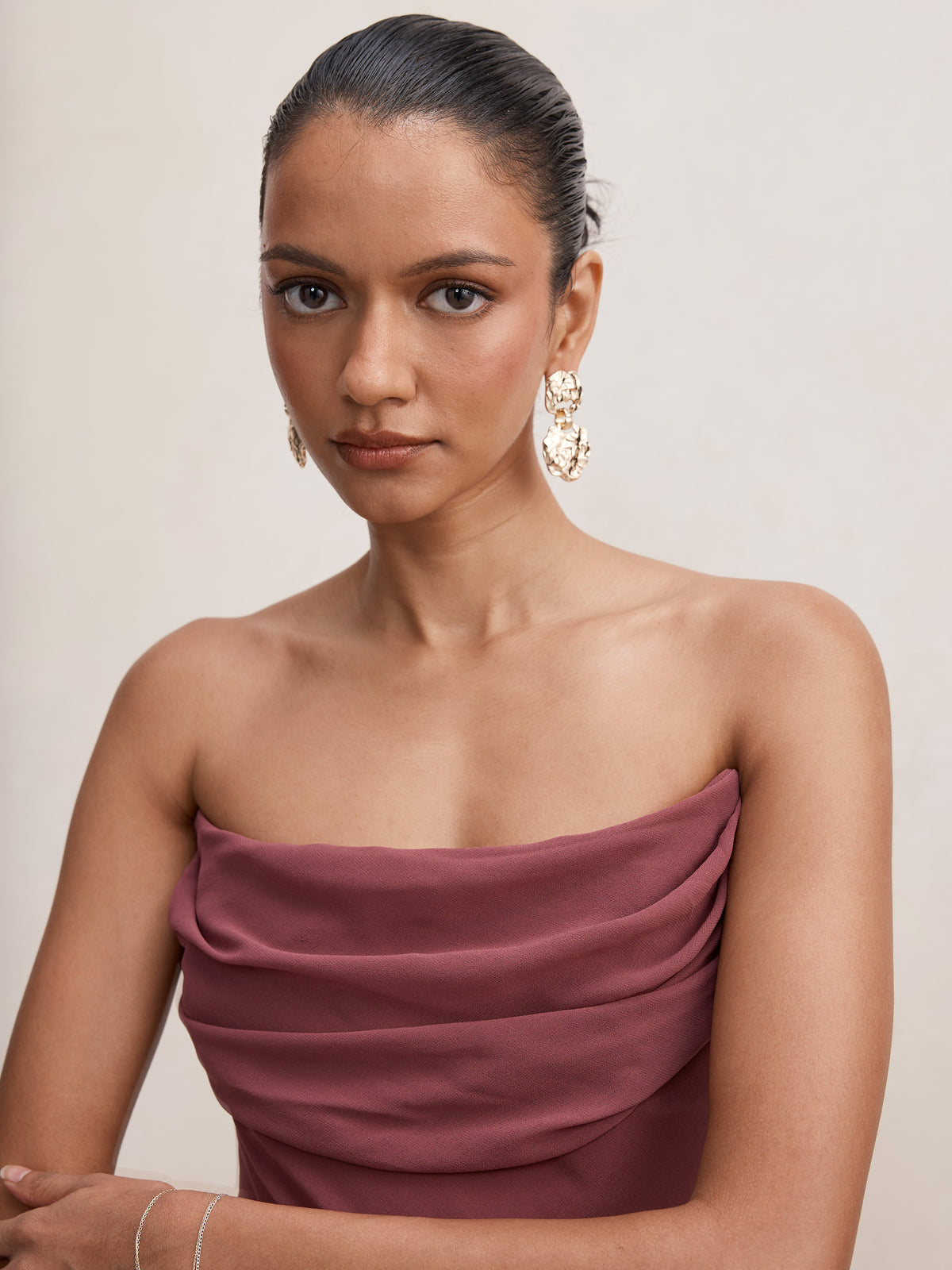 Gwynne Petite Draped Strapless Maxi