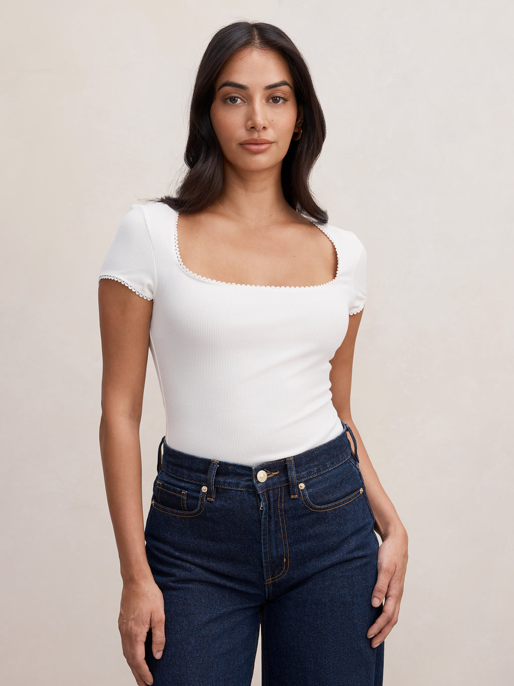 Esther Scoop Neck Trim Tee