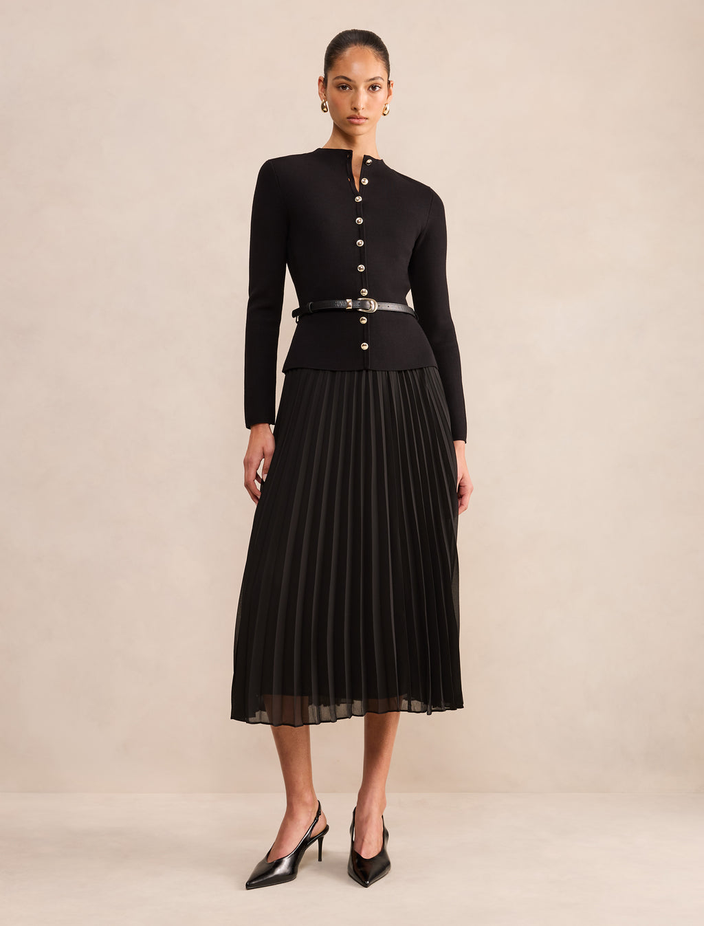 Milana Funnel Neck Midi Dress