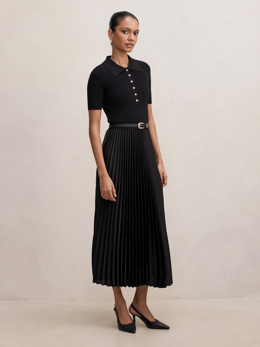 Priya Petite Satin Pleat Dress