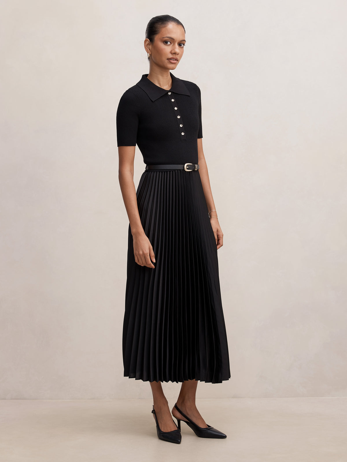 Priya Petite Satin Pleat Dress