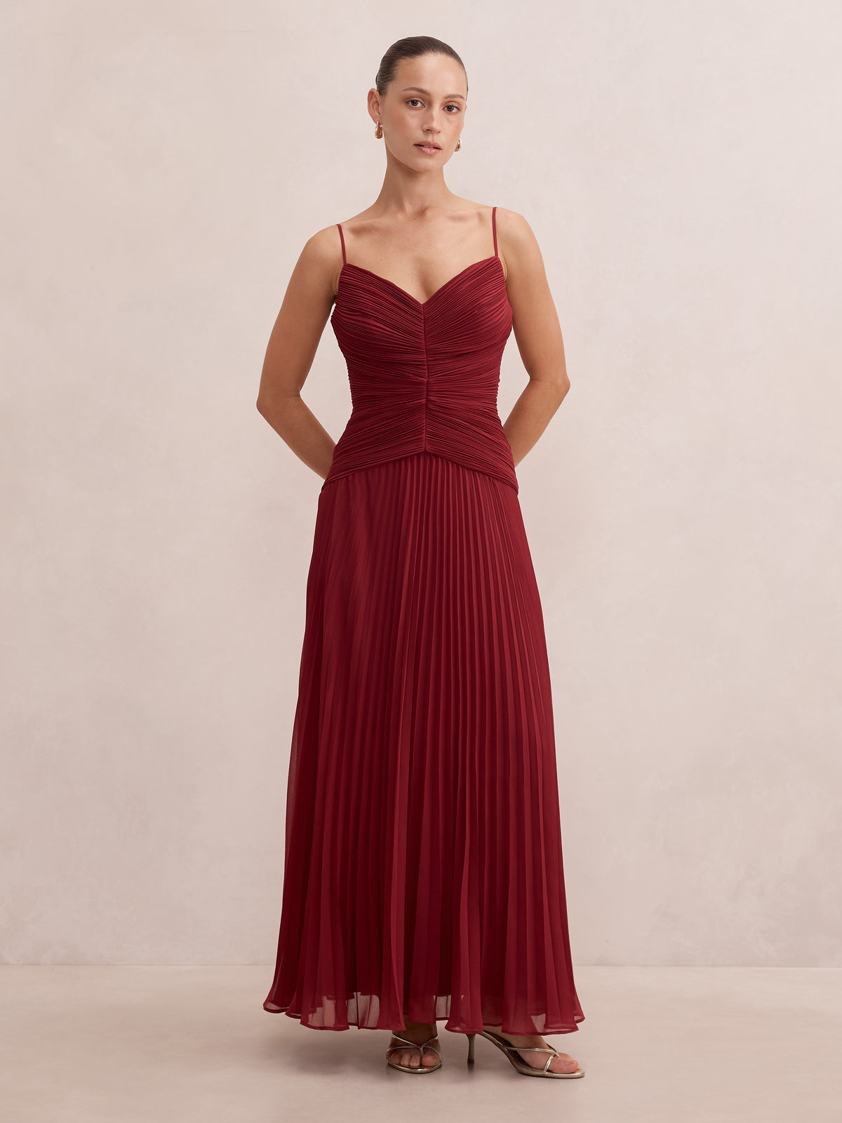 Bella Petite Pleated Maxi Dress