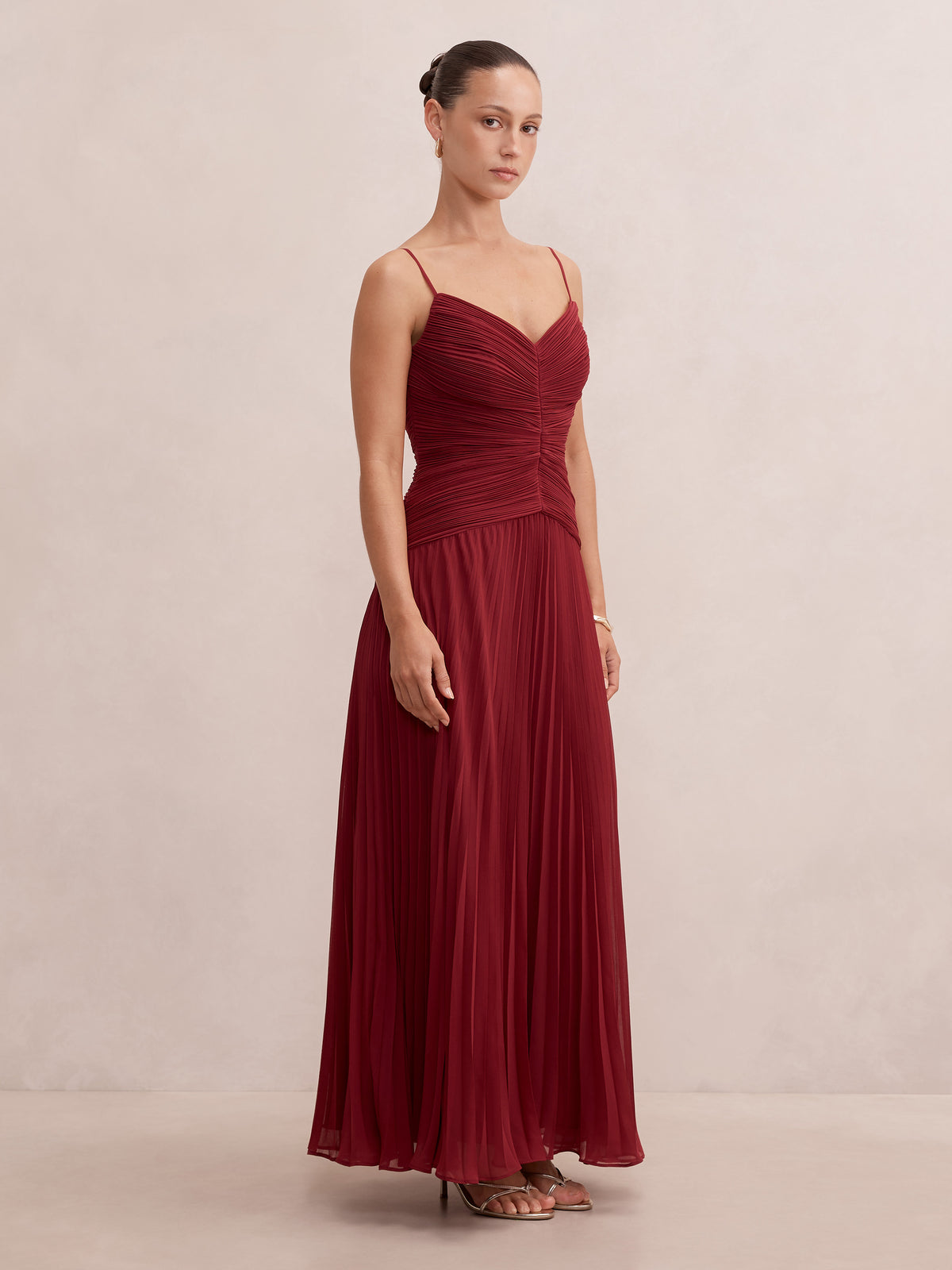 Bella Petite Pleated Maxi Dress