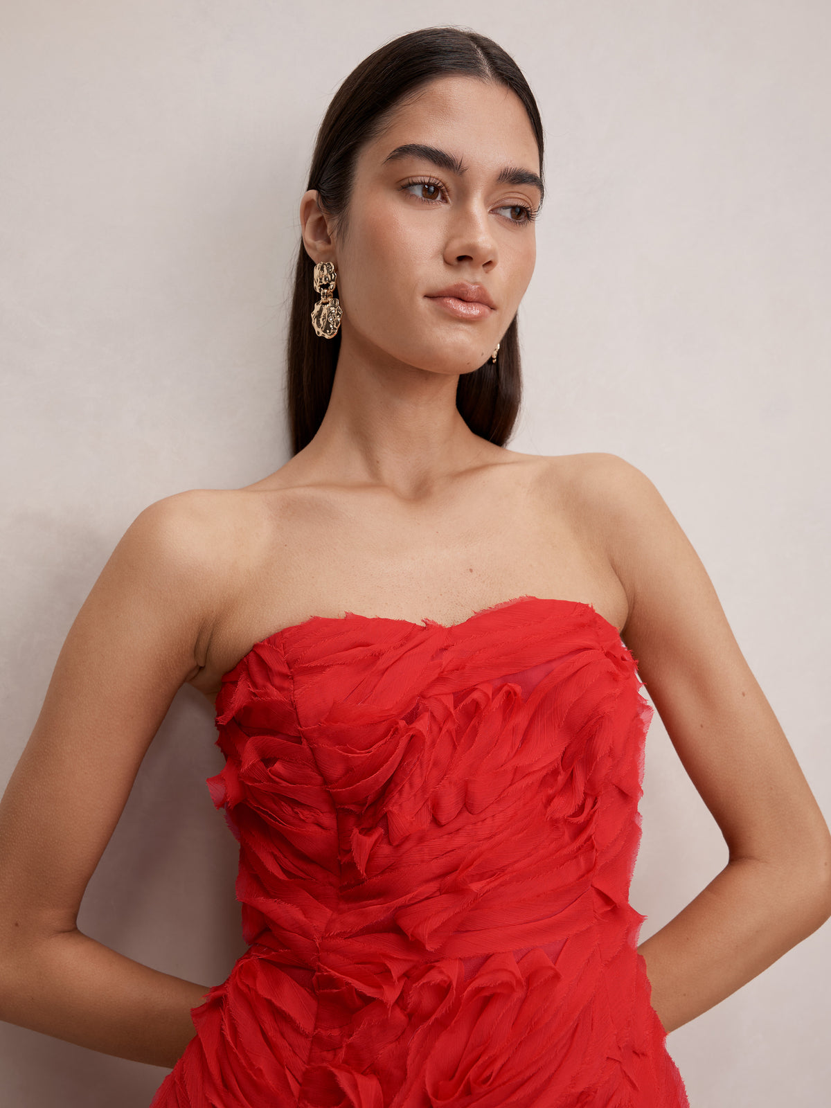 Cameron Strapless Texture Midi