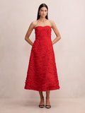 Cameron Strapless Texture Midi