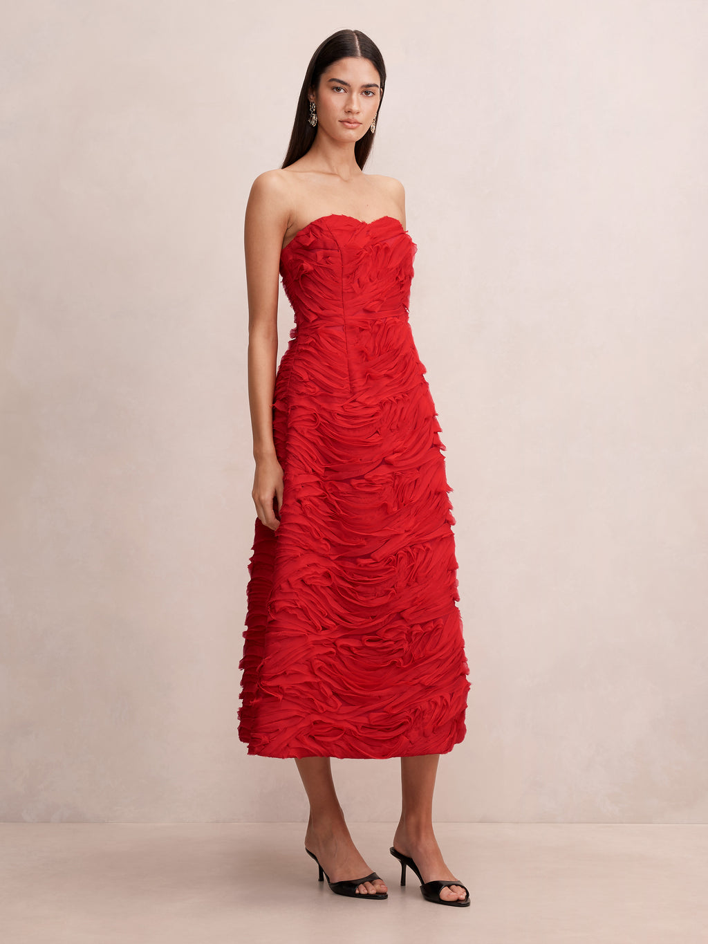 Cameron Strapless Texture Midi