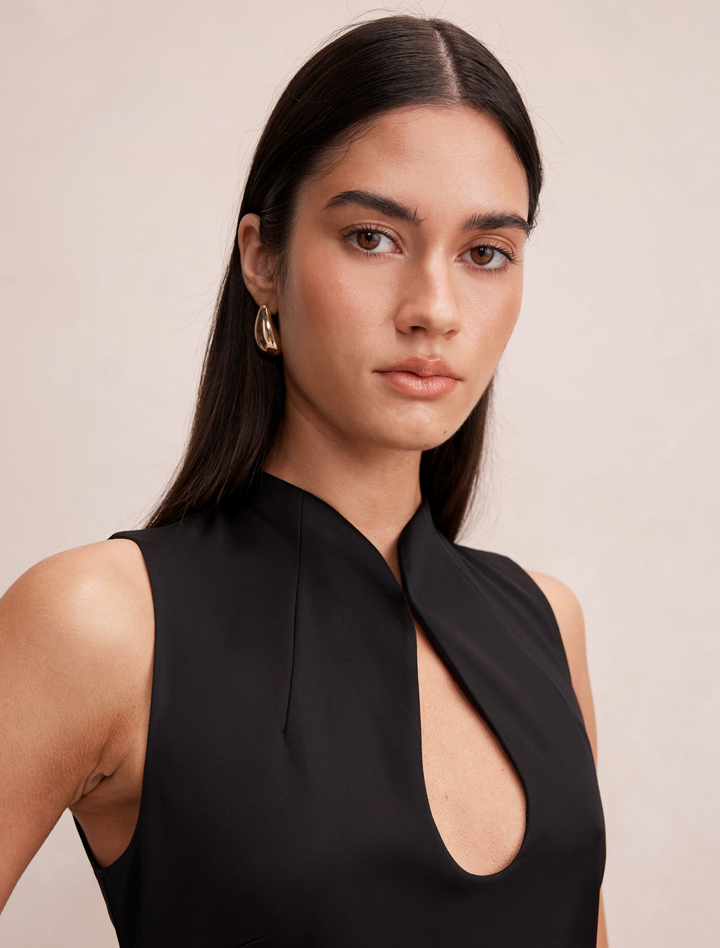Jade Keyhole Satin Mini Dress