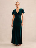 Elma Petite Velvet Ruched Maxi