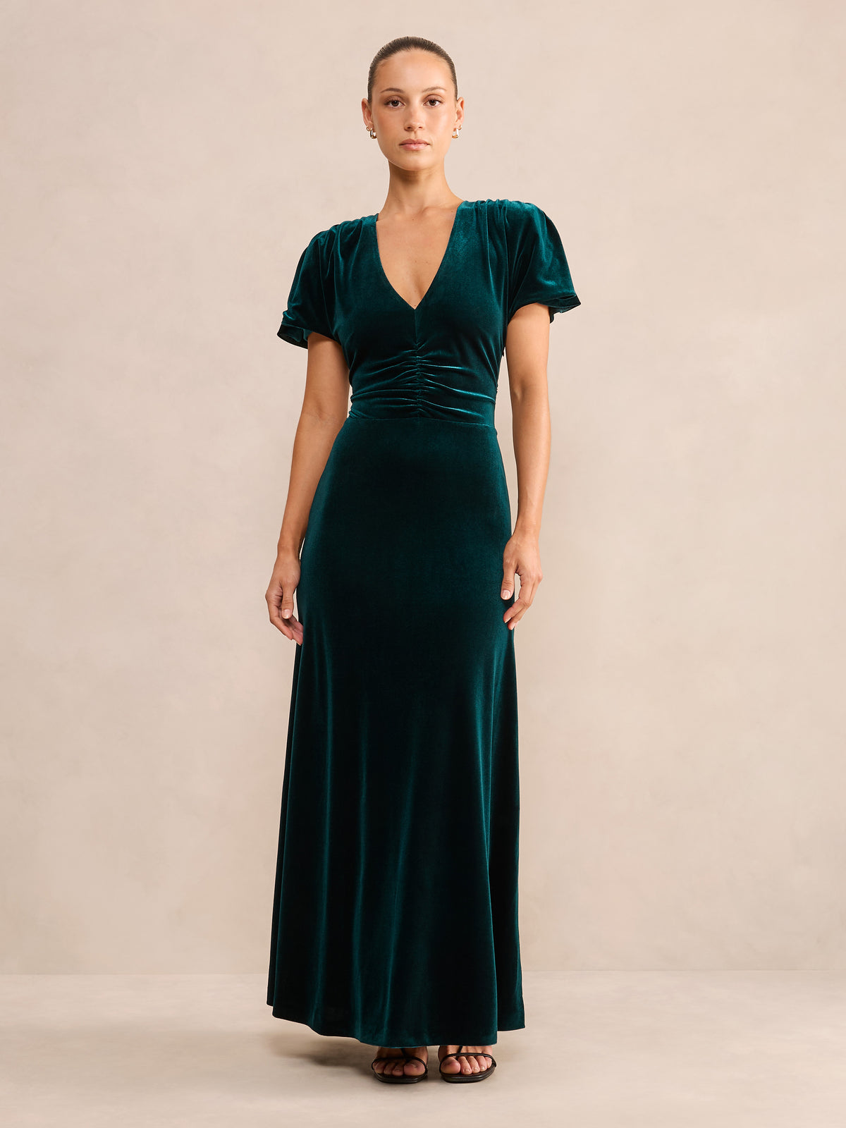 Elma Petite Velvet Ruched Maxi