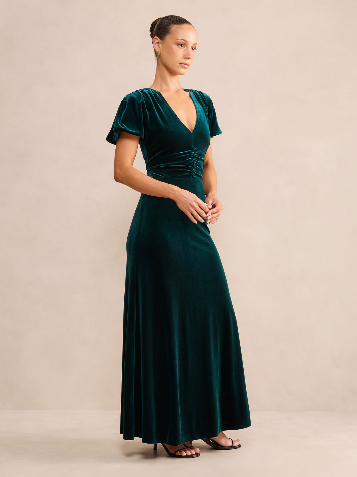 Elma Petite Velvet Ruched Maxi
