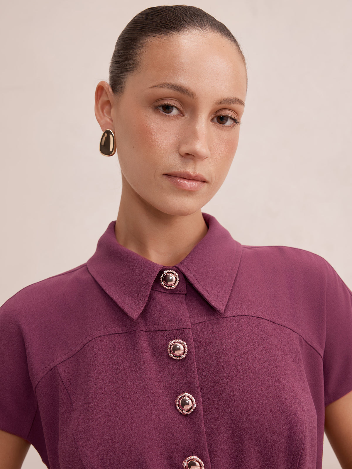 Elora Petite Crepe Shirt Dress
