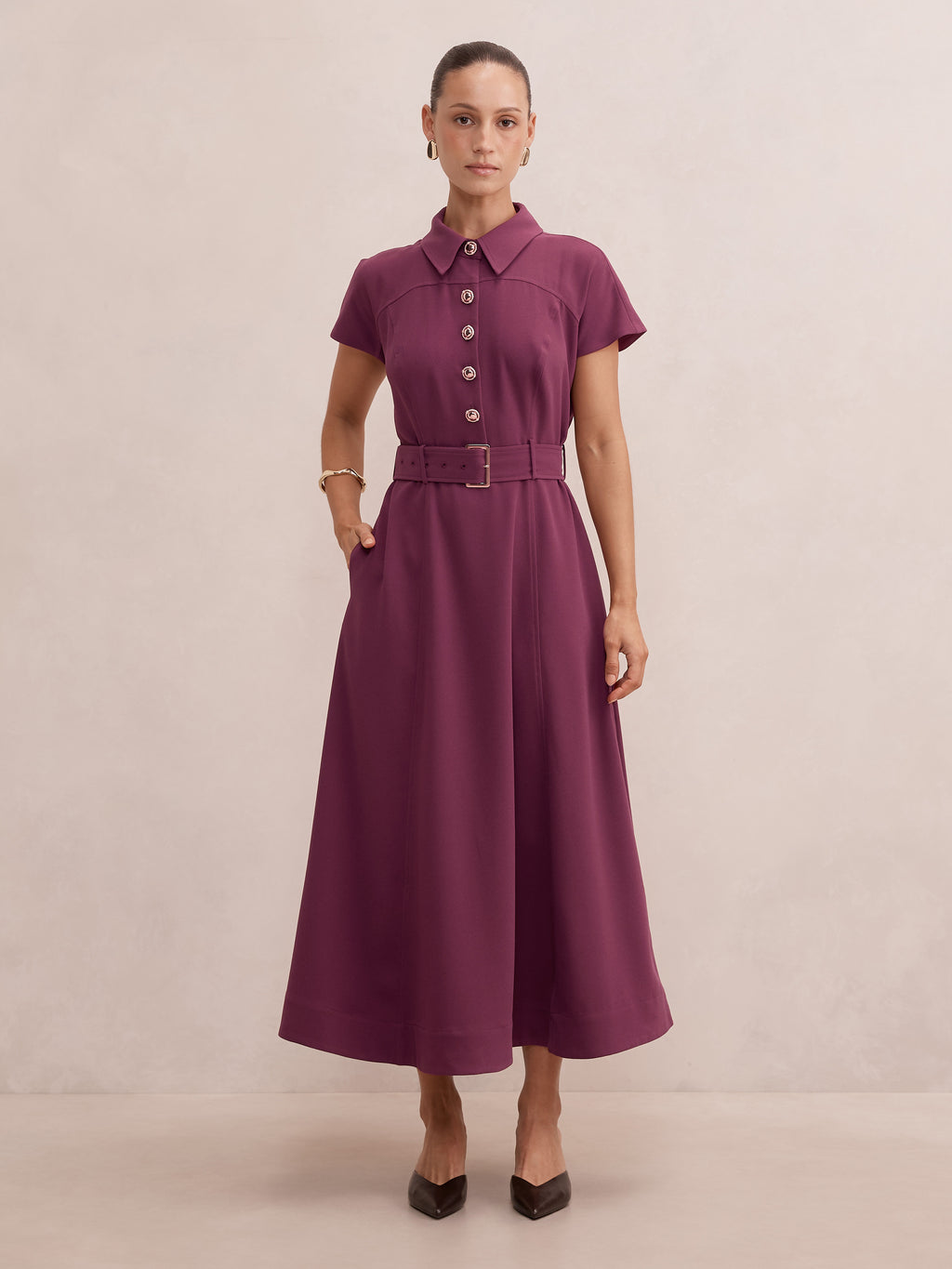 Elora Petite Crepe Shirt Dress