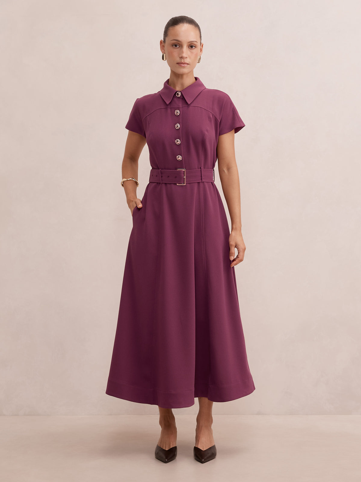 Elora Petite Crepe Shirt Dress
