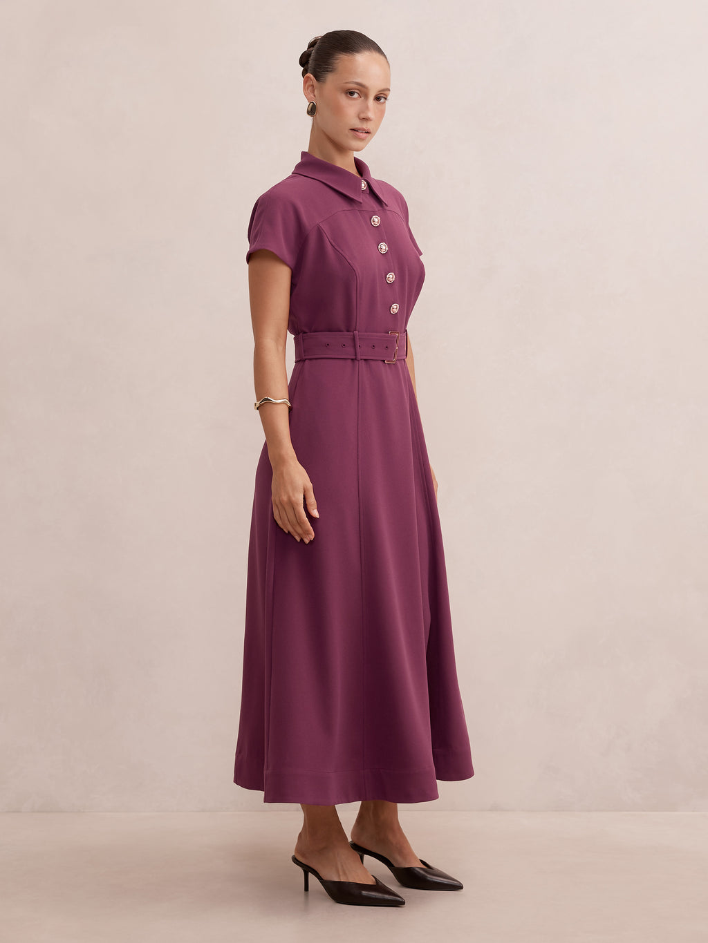 Elora Petite Crepe Shirt Dress