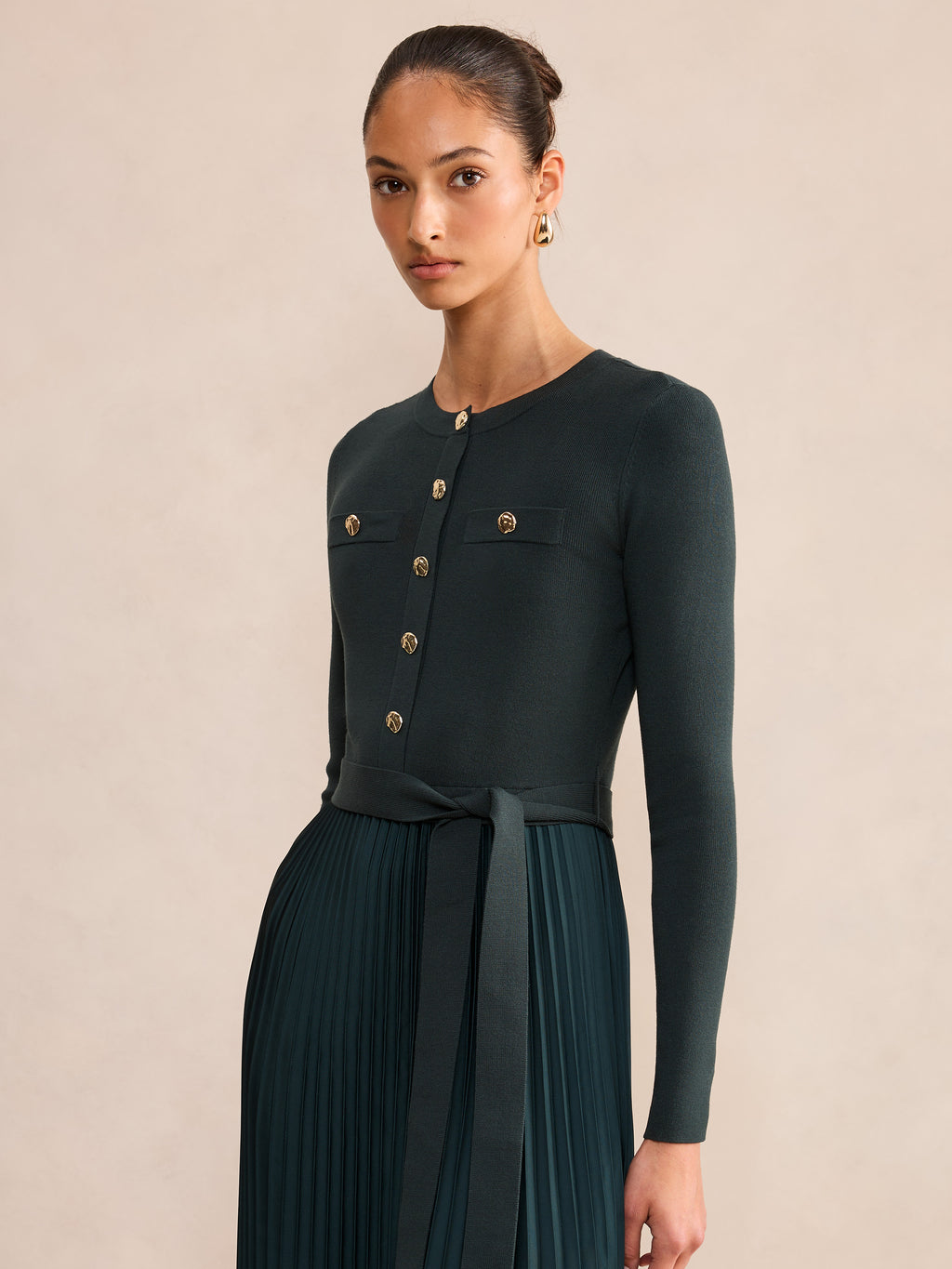 Hailey Woven Mix Knit Dress