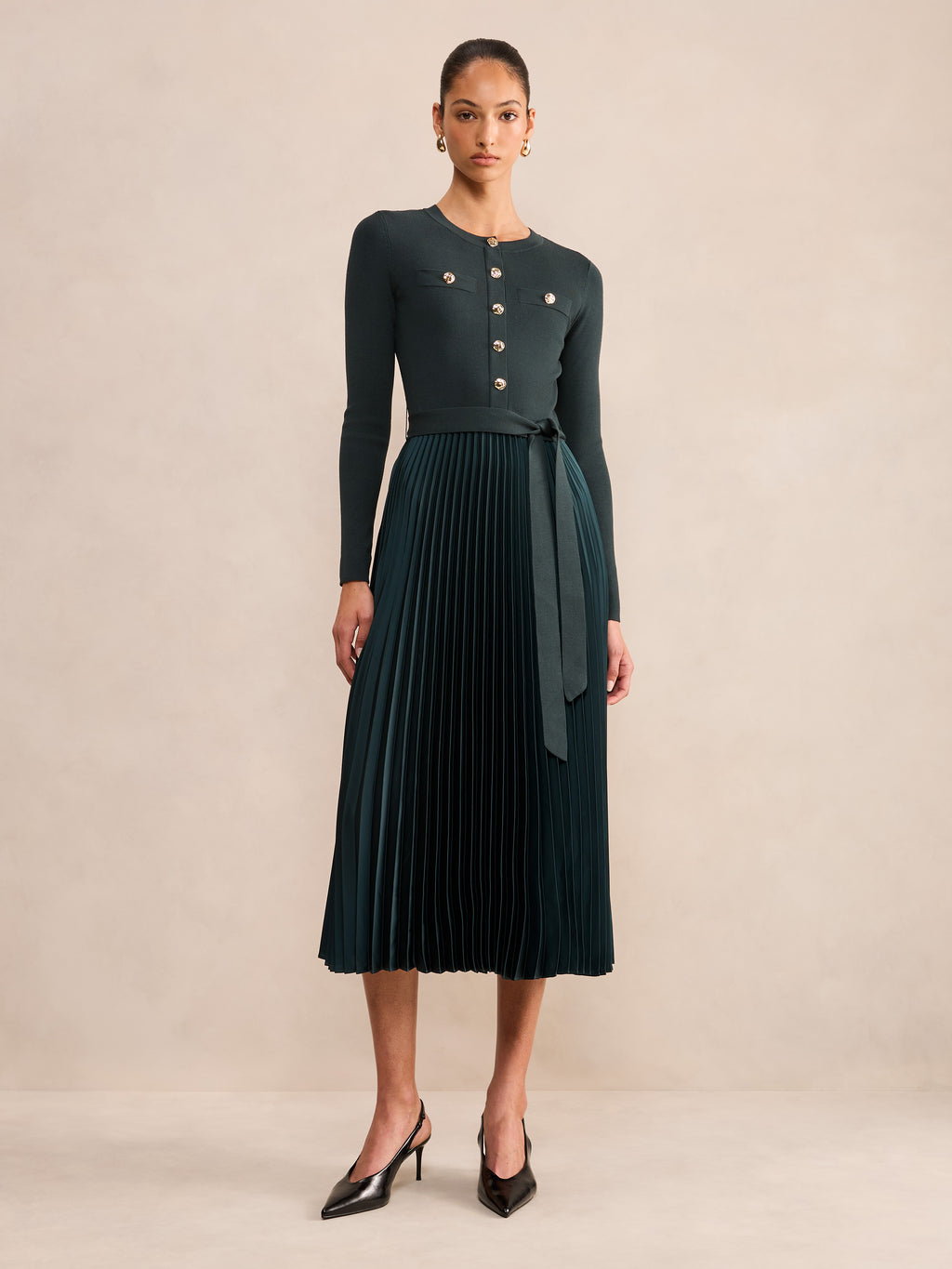 Hailey Woven Mix Knit Dress