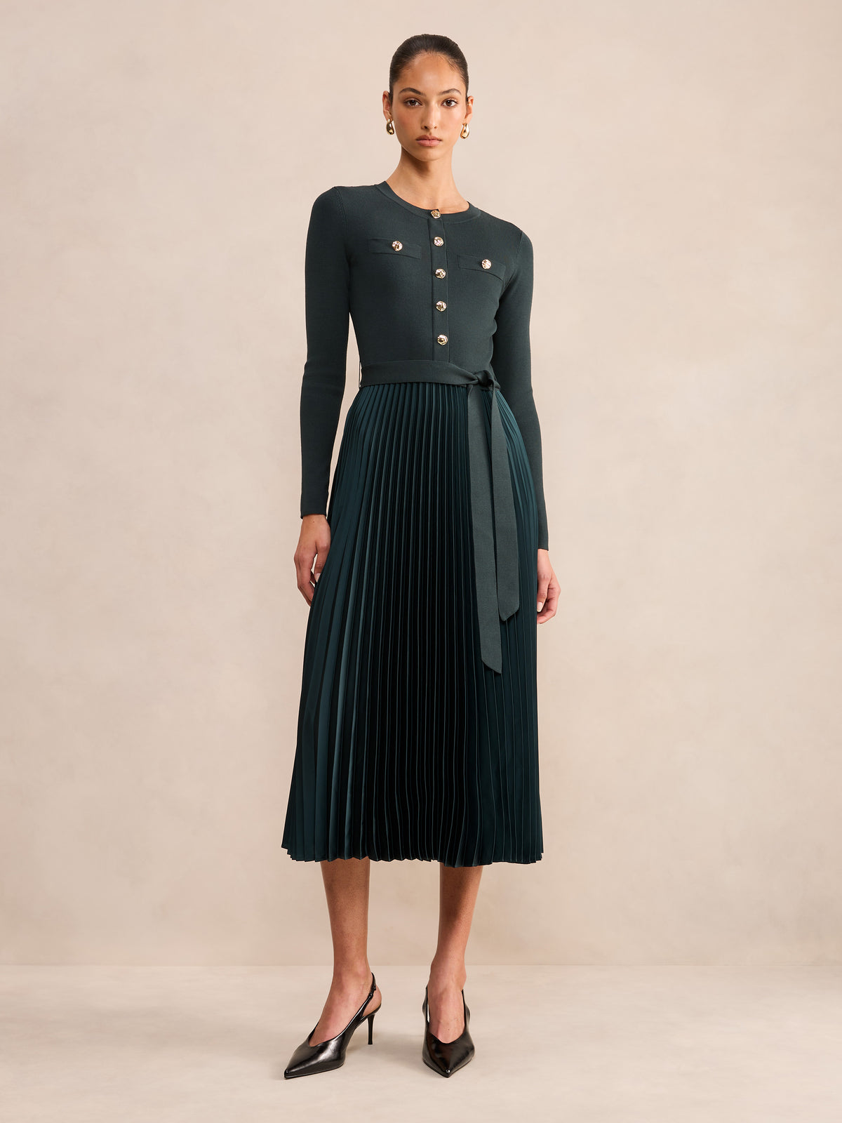 Hailey Woven Mix Knit Dress