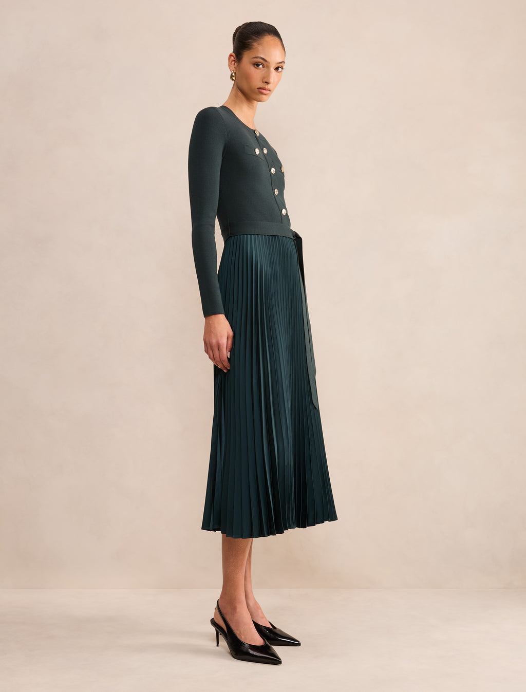 Hailey Woven Mix Knit Dress