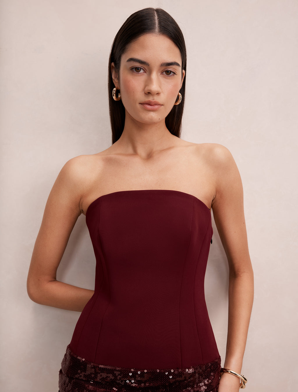 Isra Strapless Sequin Mini