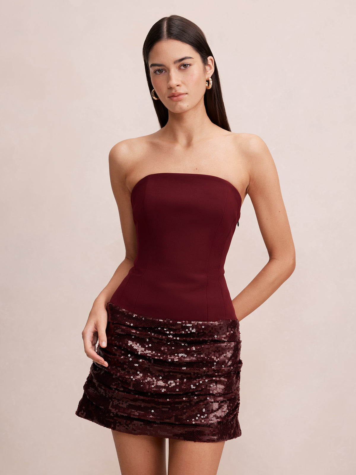Isra Strapless Sequin Mini