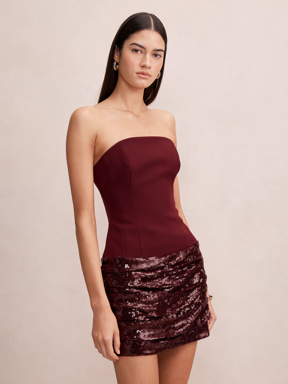 Isra Strapless Sequin Mini