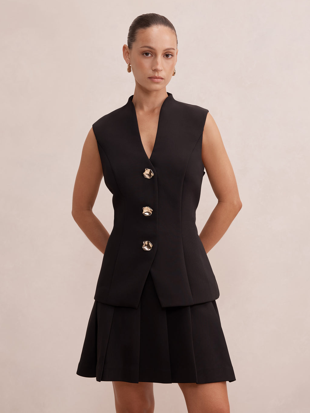 Nina Petite Waistcoat Pleat Mini