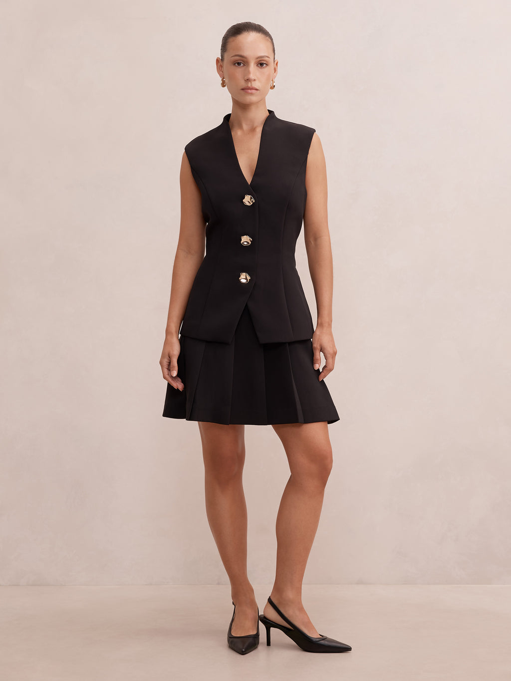 Nina Petite Waistcoat Pleat Mini