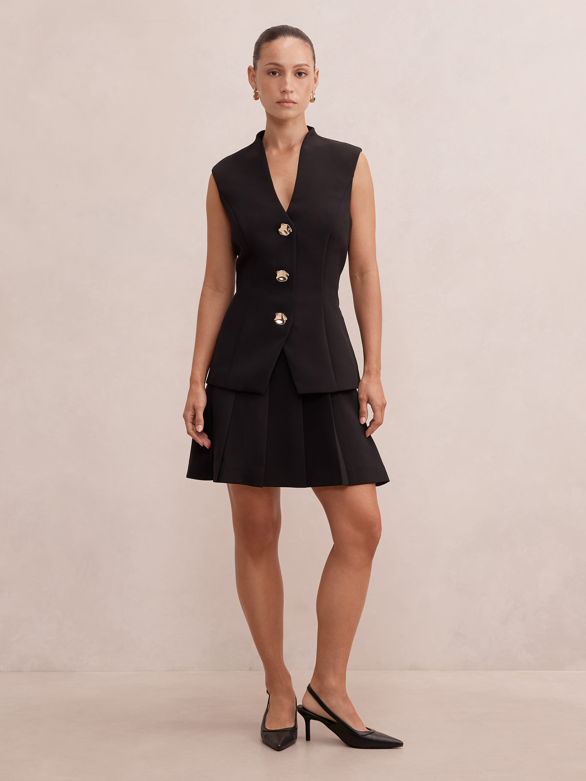 Nina Petite Waistcoat Pleat Mini