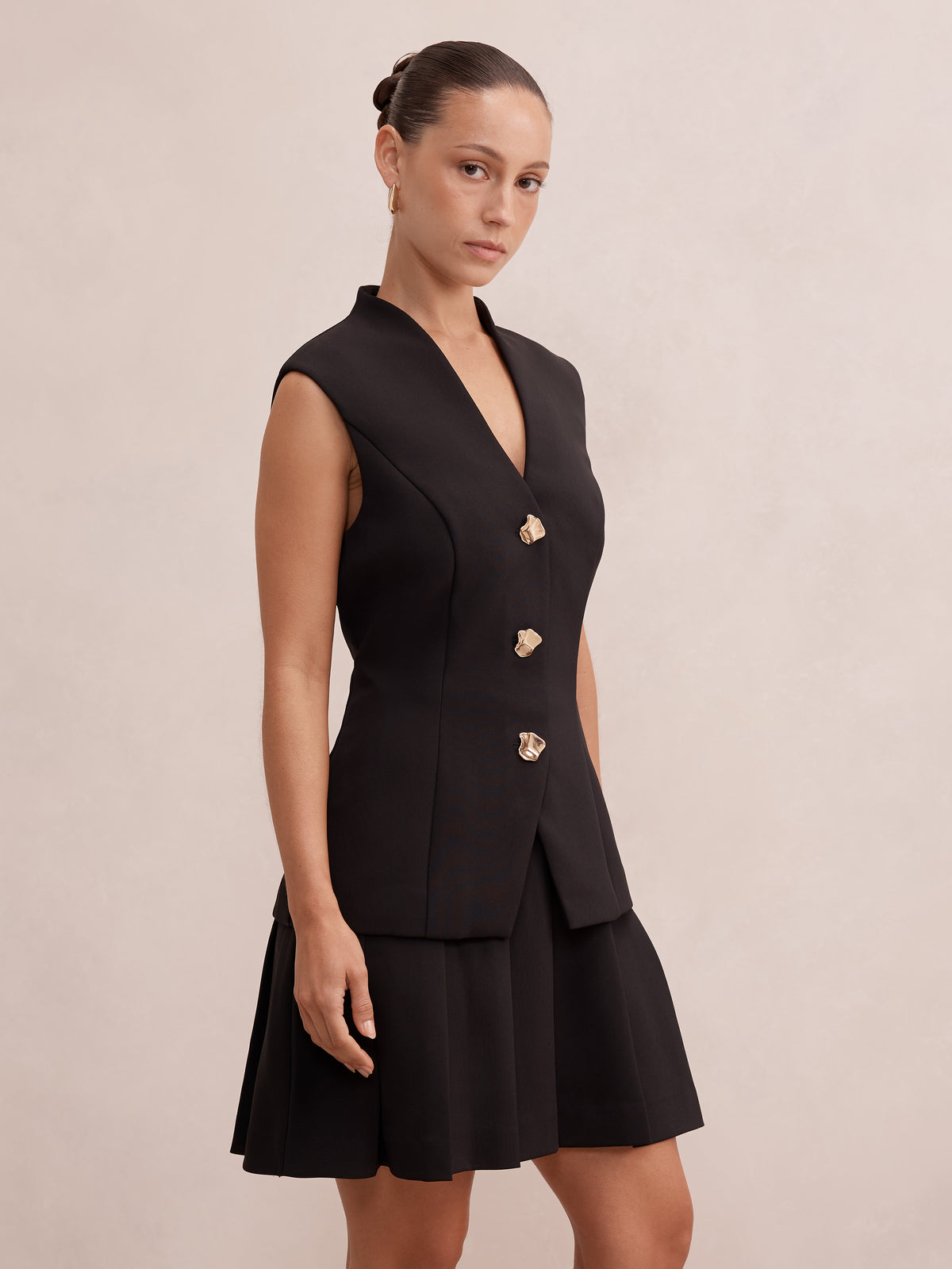 Nina Petite Waistcoat Pleat Mini