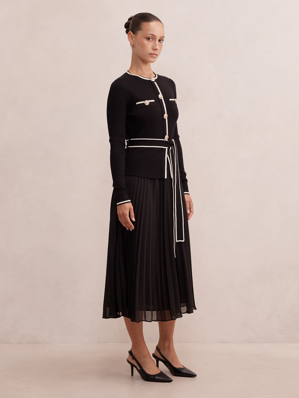 Delilah Petite Tipped Pleat Hem Midi