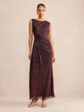 Lainey Sleeveless Draped Plisse Maxi