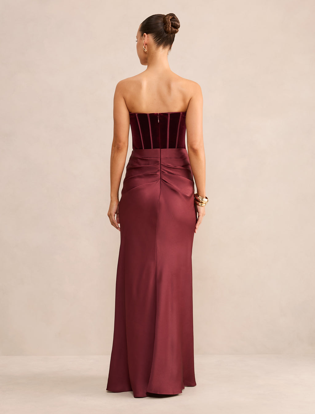 Isra Petite Velvet Corset Maxi