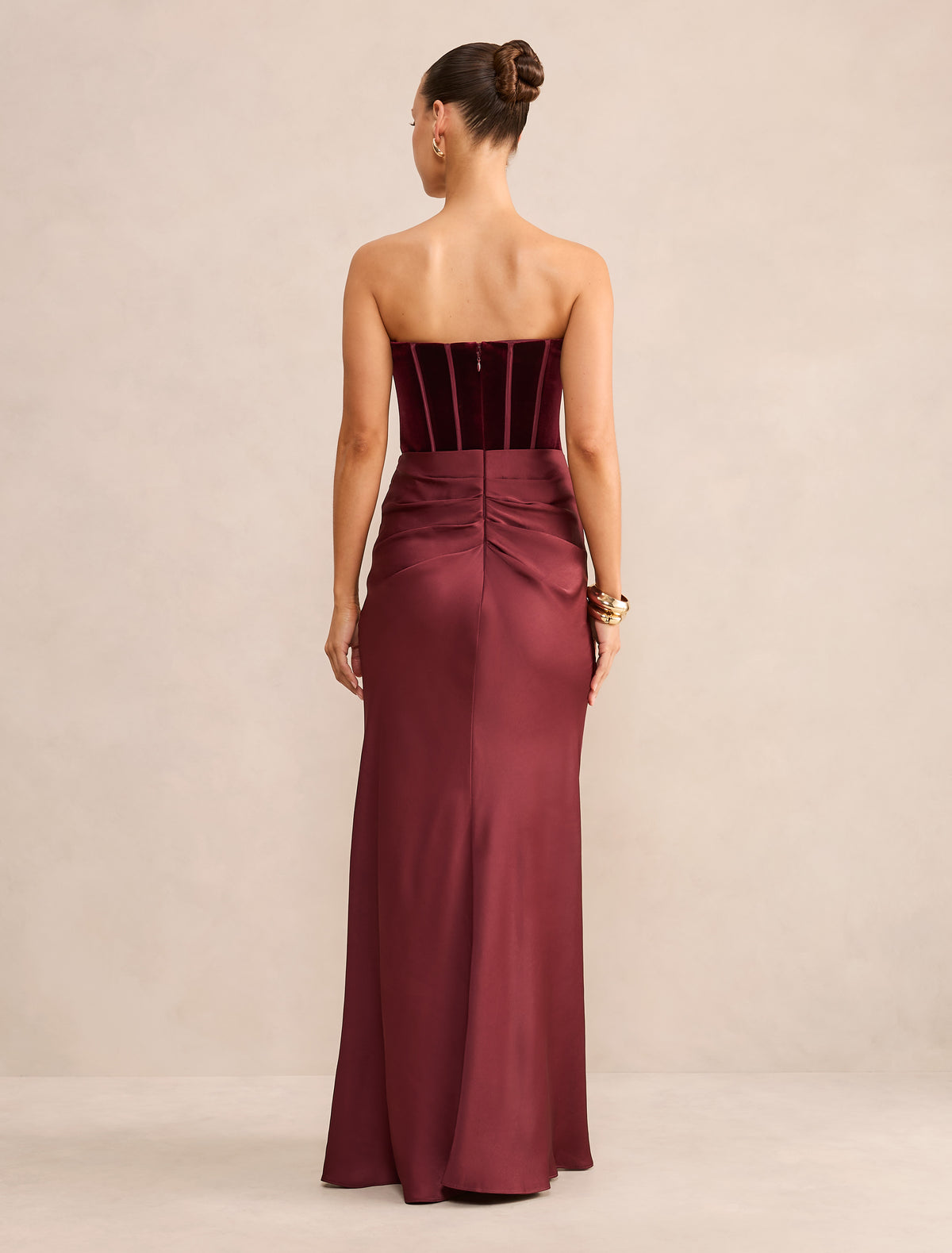 Isra Petite Velvet Corset Maxi