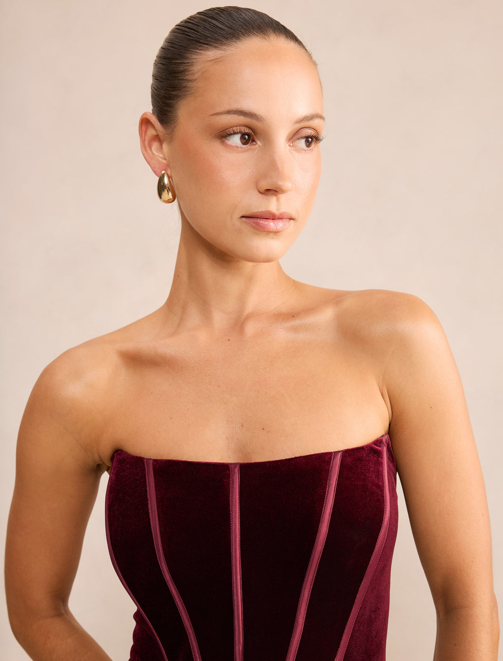 Isra Petite Velvet Corset Maxi