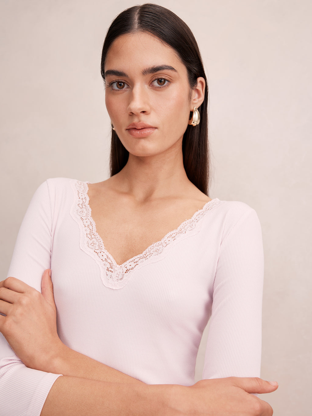 Selena Lace Trim 3/4 Sleeve