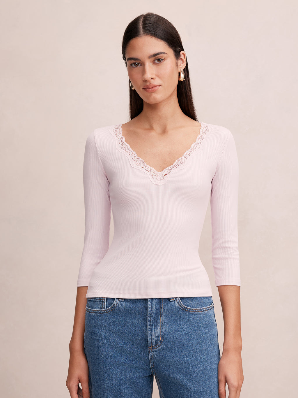 Selena Lace Trim 3/4 Sleeve