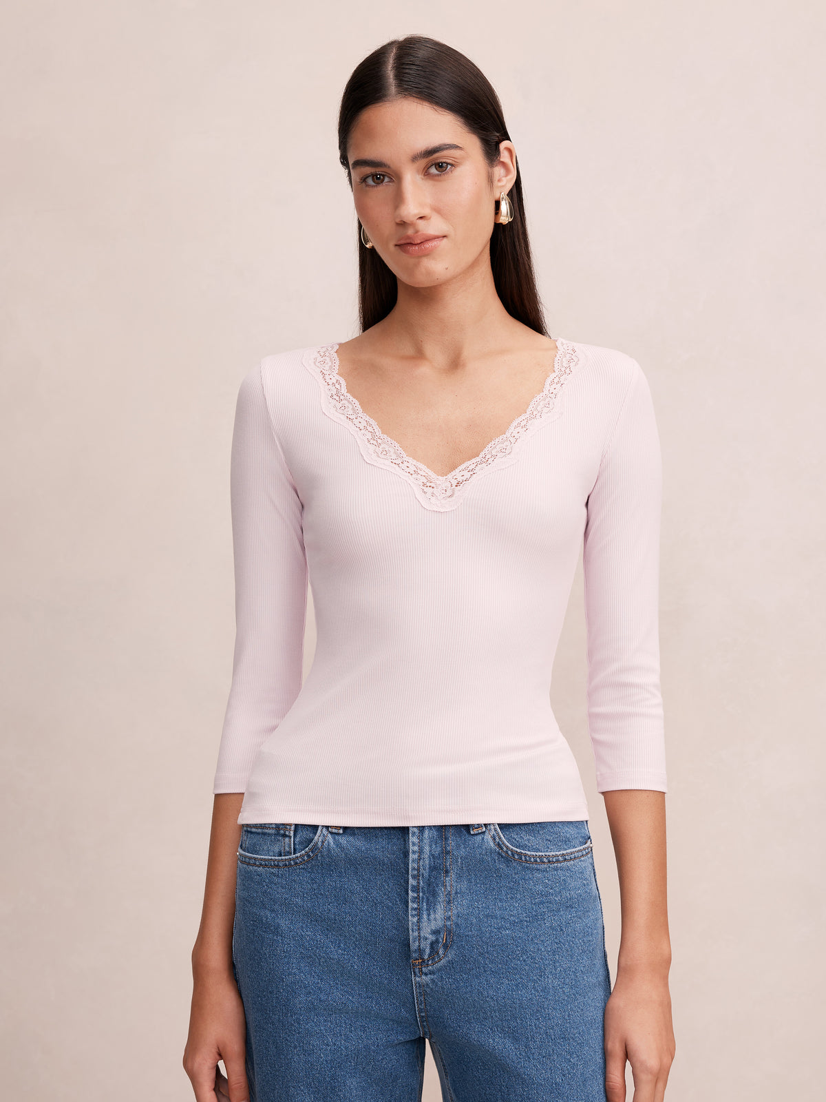 Selena Lace Trim 3/4 Sleeve