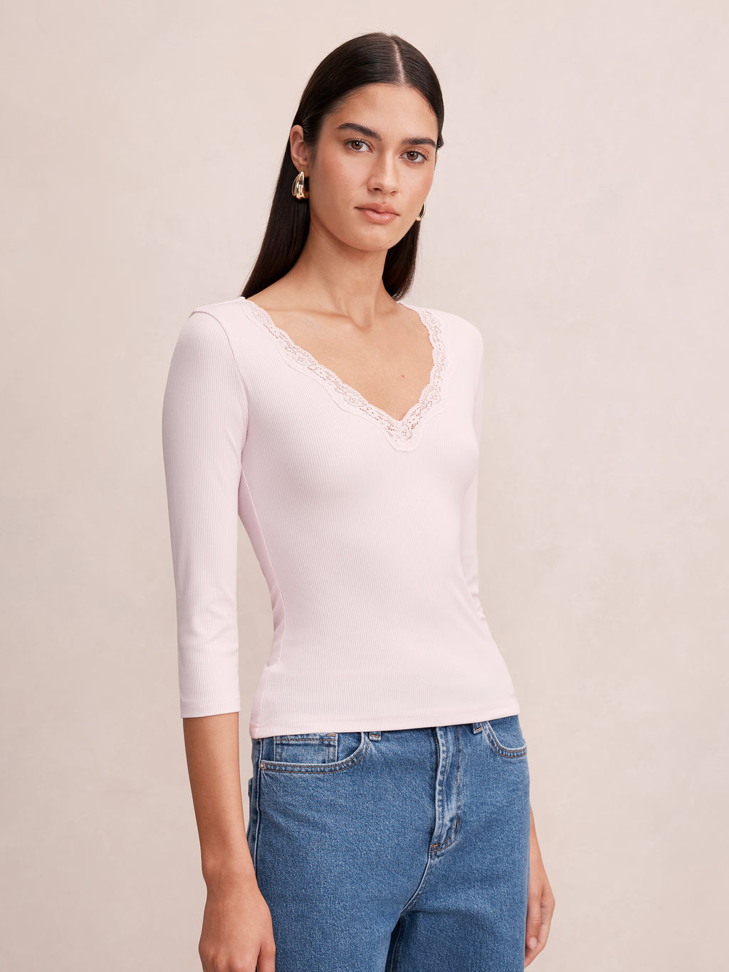 Selena Lace Trim 3/4 Sleeve