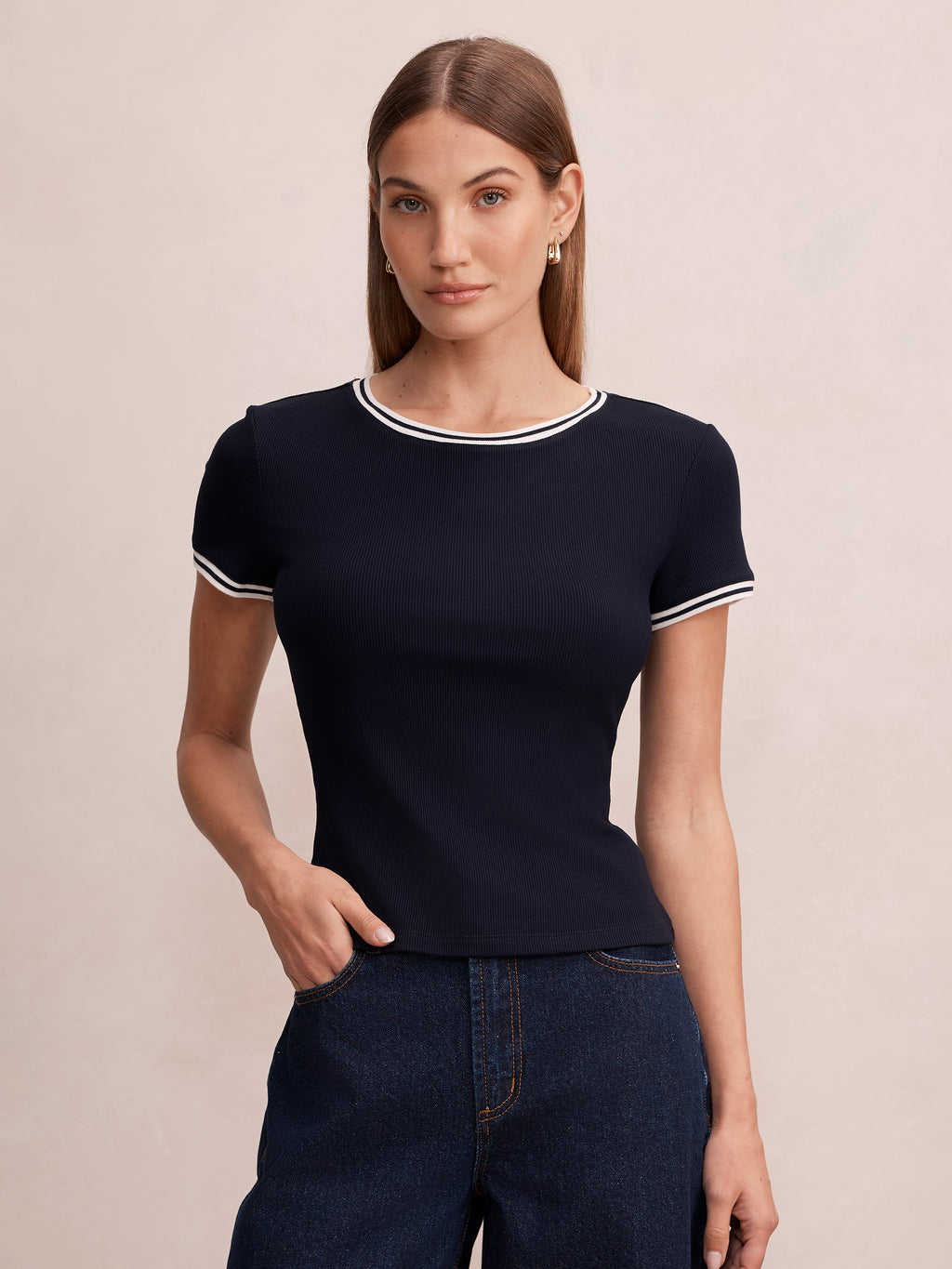 Rosie Tipped Trim Short Sleeve Tee