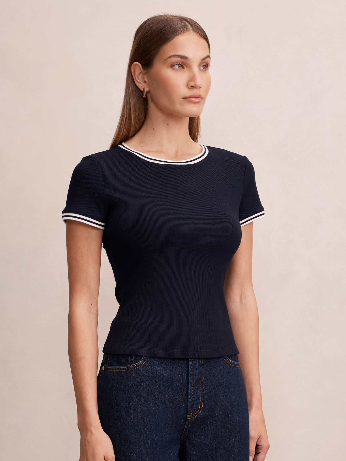 Rosie Tipped Trim Short Sleeve Tee