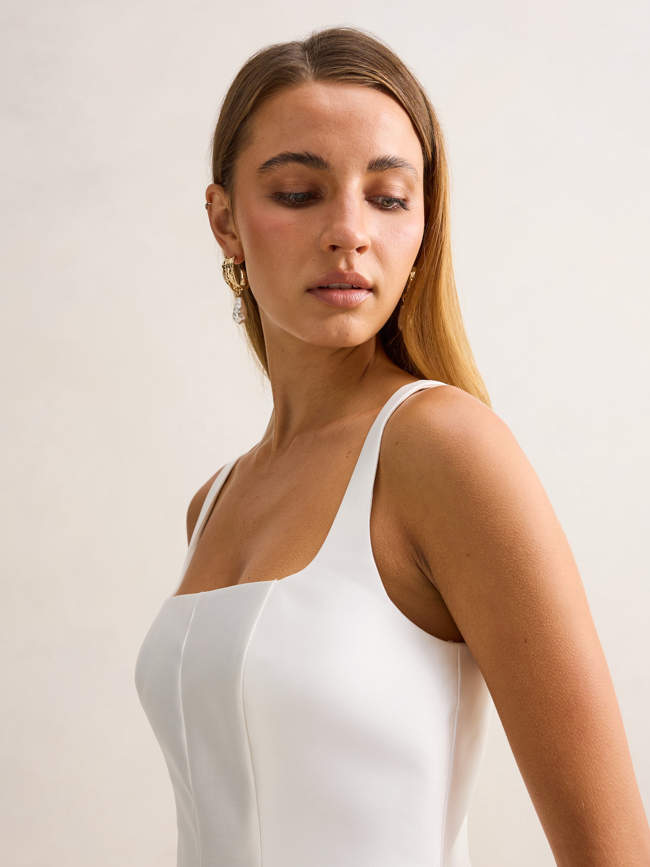 Kaitlyn Structured Satin Mini Dress