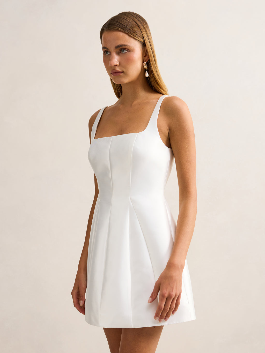 Kaitlyn Structured Satin Mini Dress