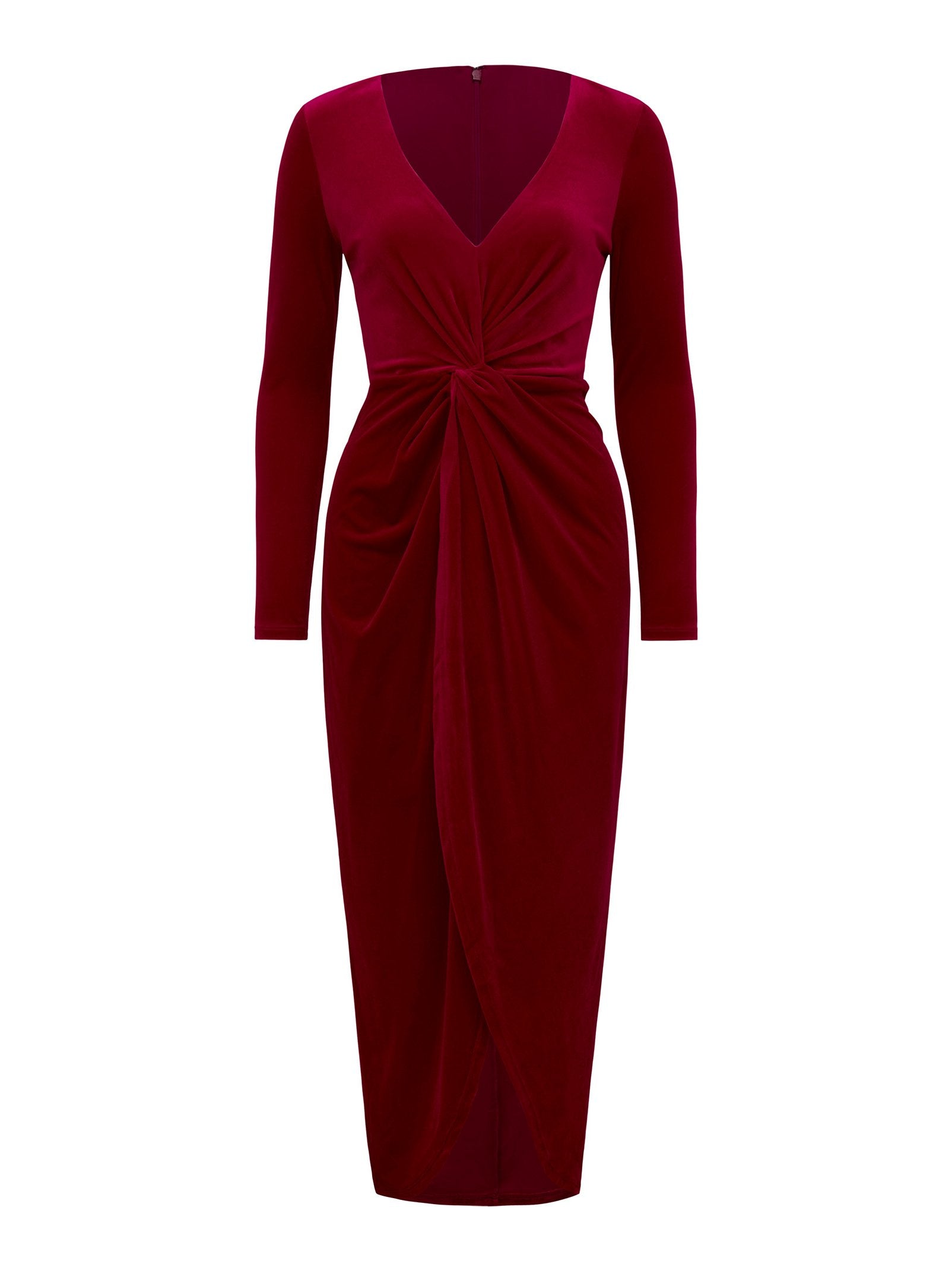 Sofia Velvet Twist Front Midi Dress