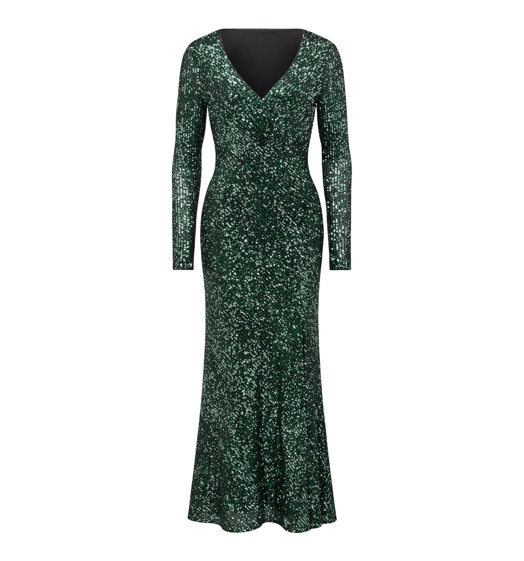 Laurie Sequin Long Sleeve Gown