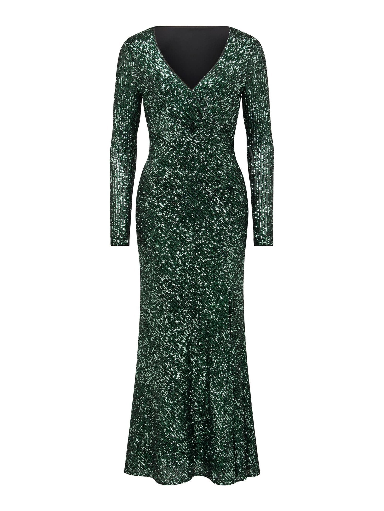 Laurie Sequin Long Sleeve Gown
