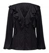 Sandy Jacquard Ruffle Blouse