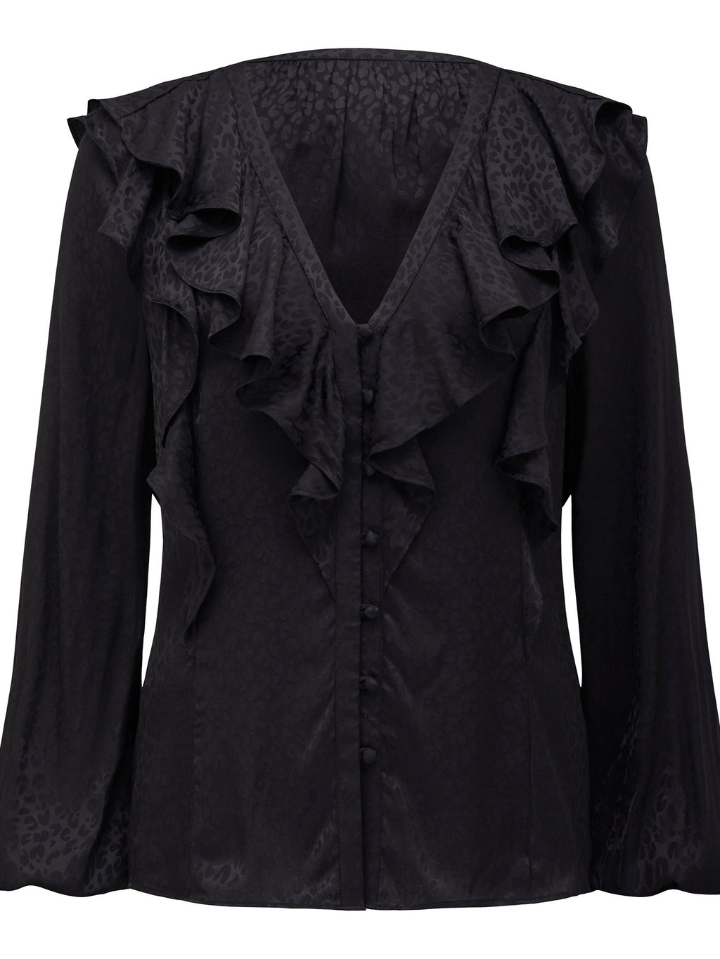  Sandy Jacquard Ruffle Blouse